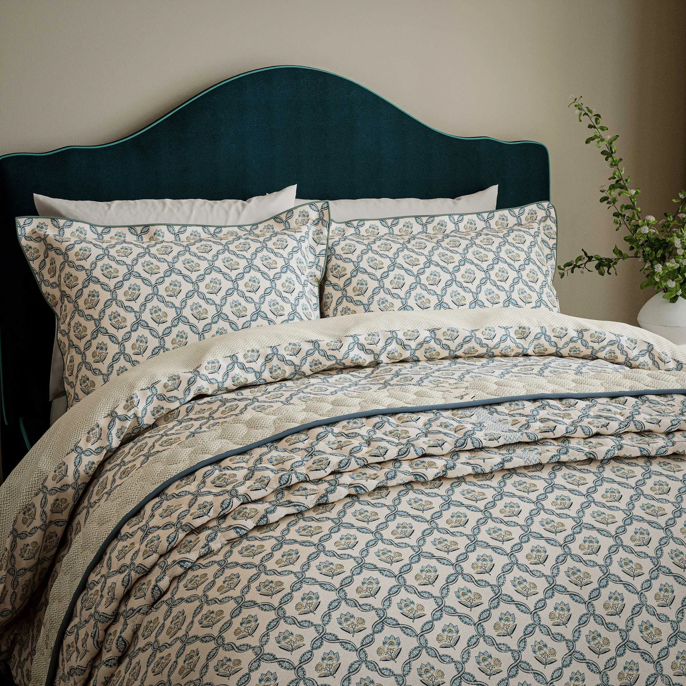 Ribbon Lattice Single Duvet Cover Set - Teal product