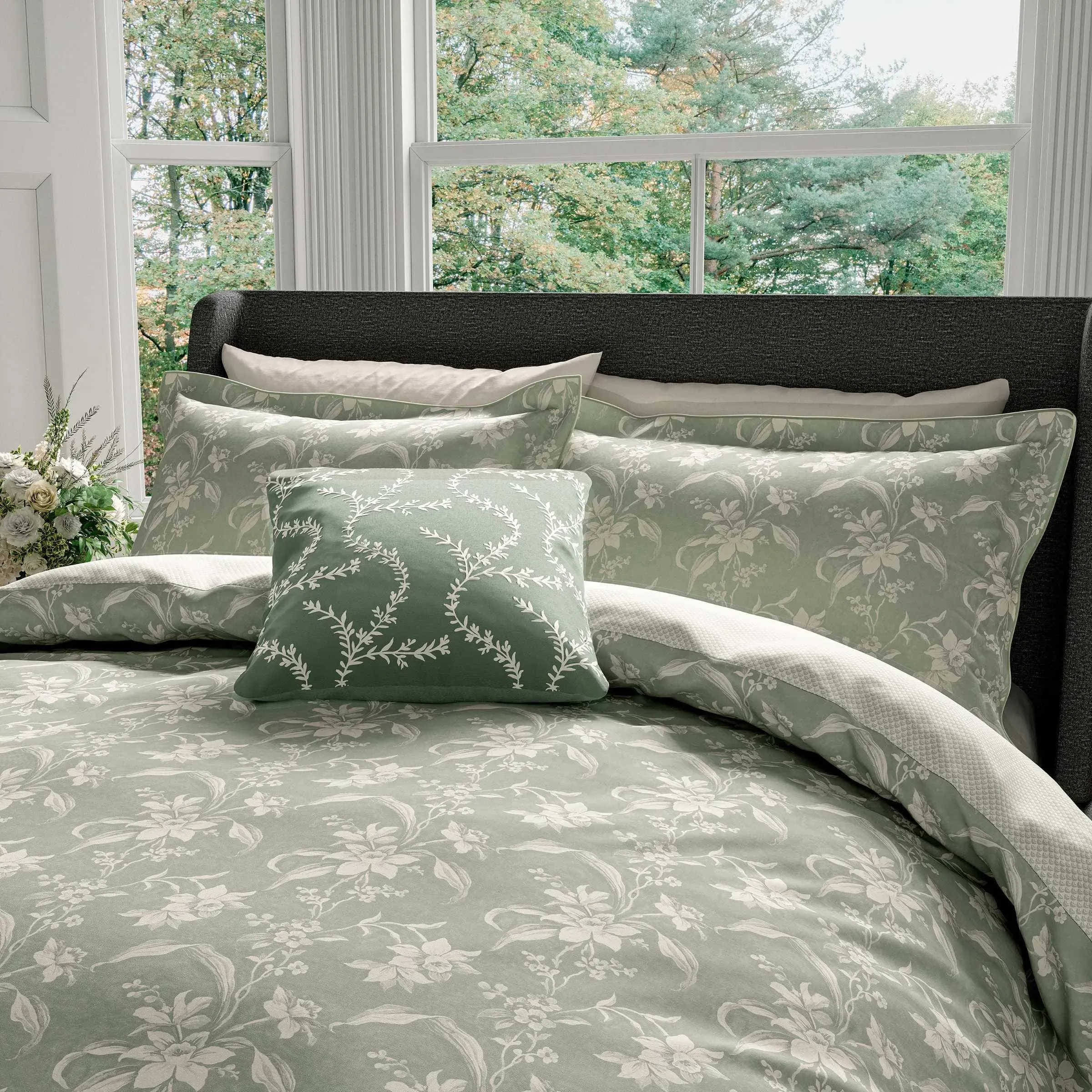 Single Duvet Cover Set Daffodil Dreams - Green