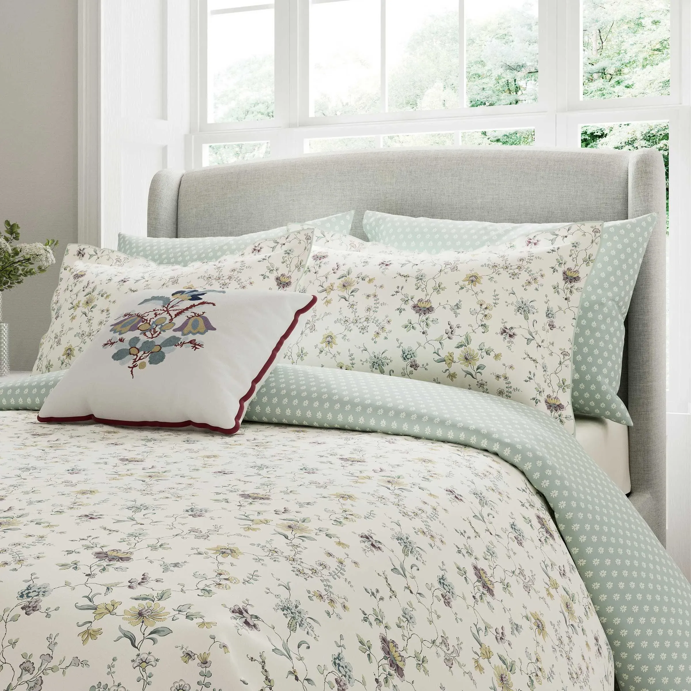 Single Duvet Cover Set - Duck Egg, Cotton image