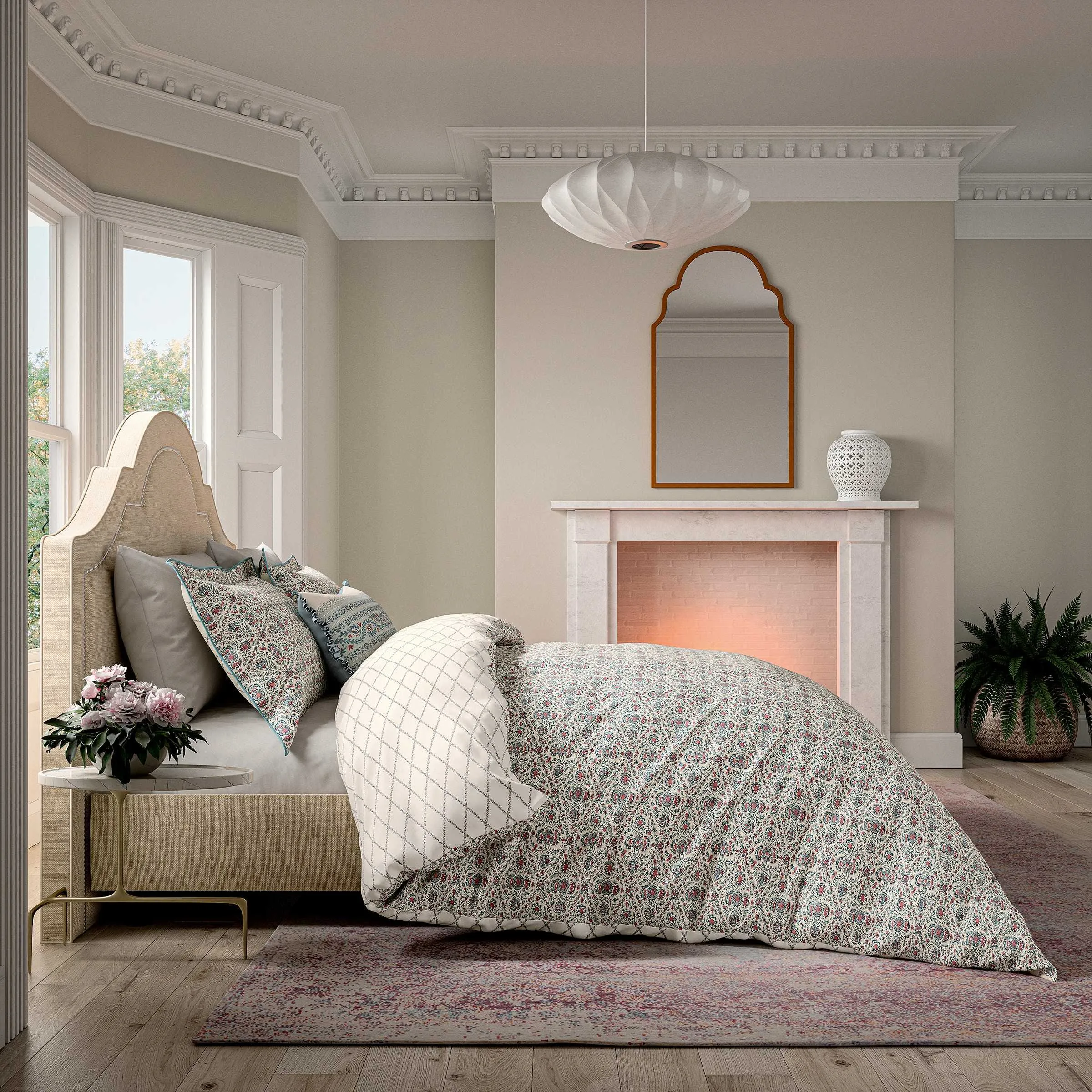 Single Duvet Cover Set Indian Lattice - Red