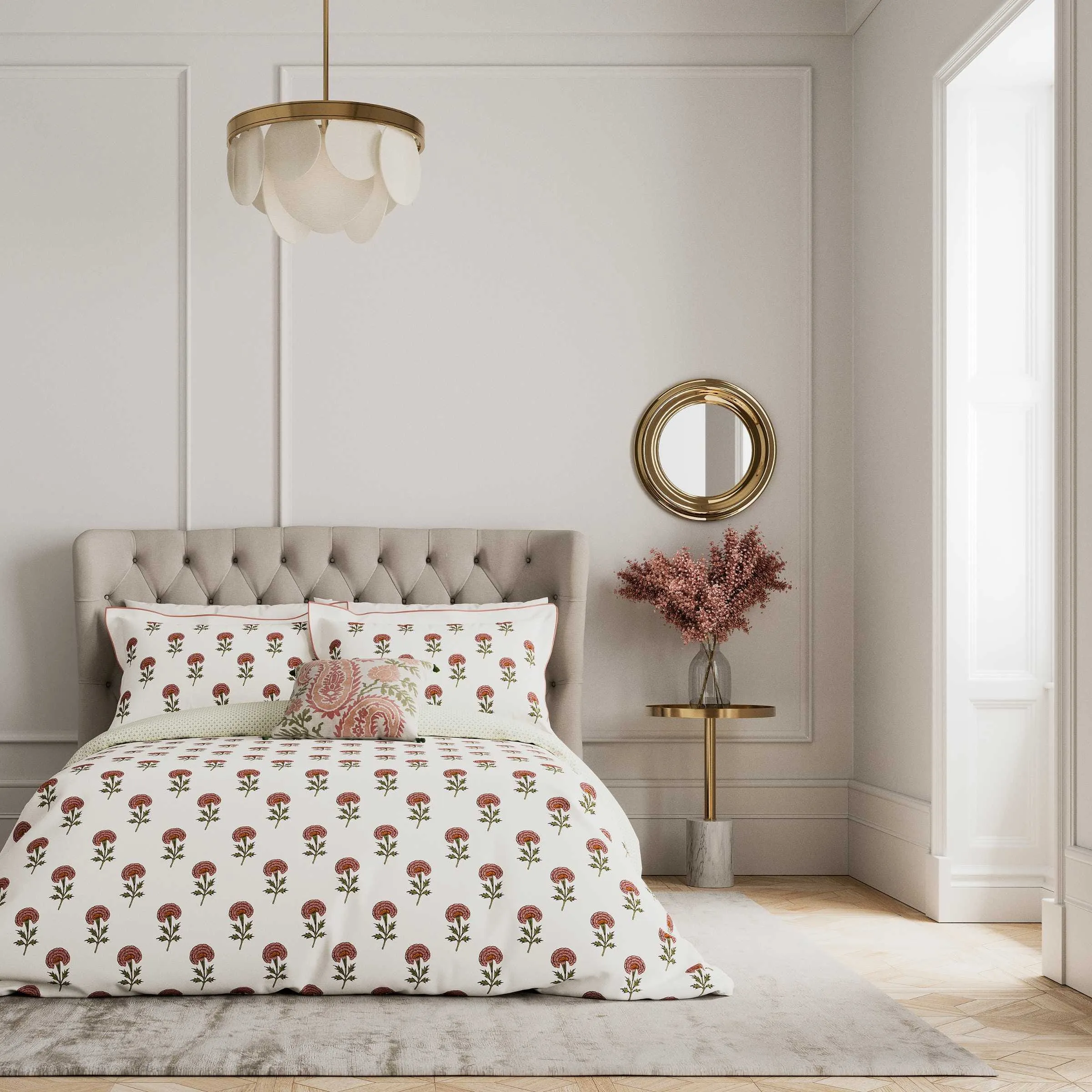 Single Duvet Cover Set Marigold Print - Rose