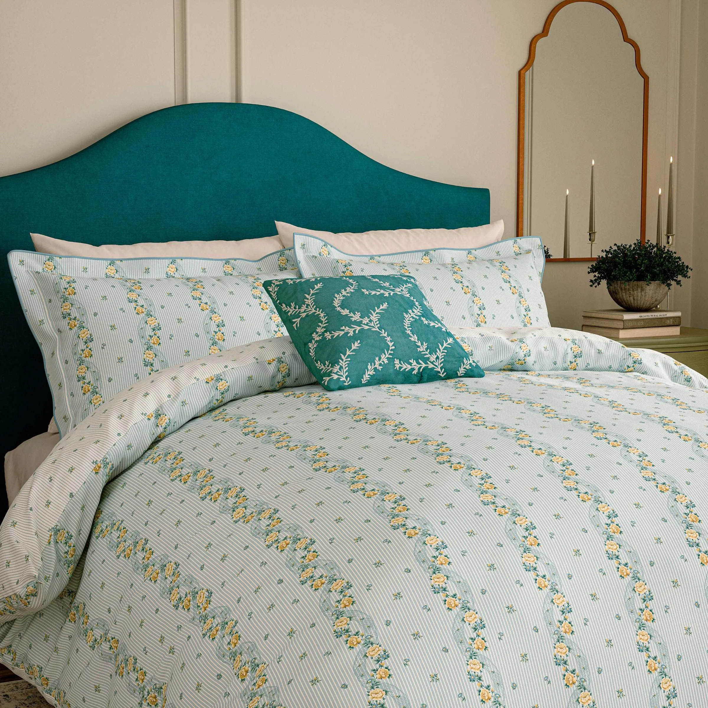 Spitalfields Rose Single Duvet Cover Set - Soft Teal product