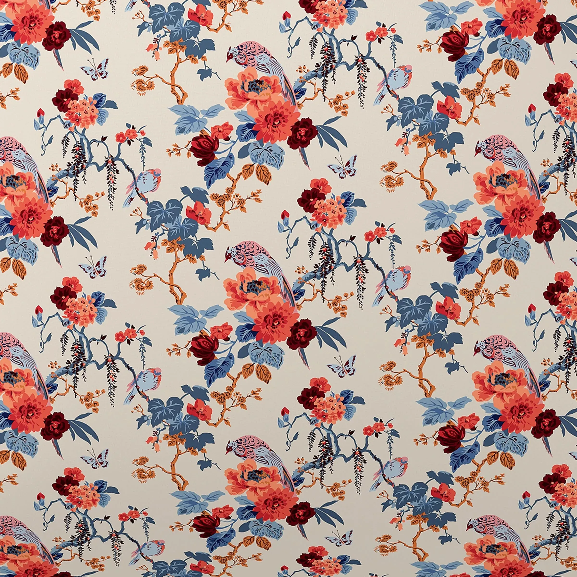 Square Cushion Chinoiserie - Blue/Red