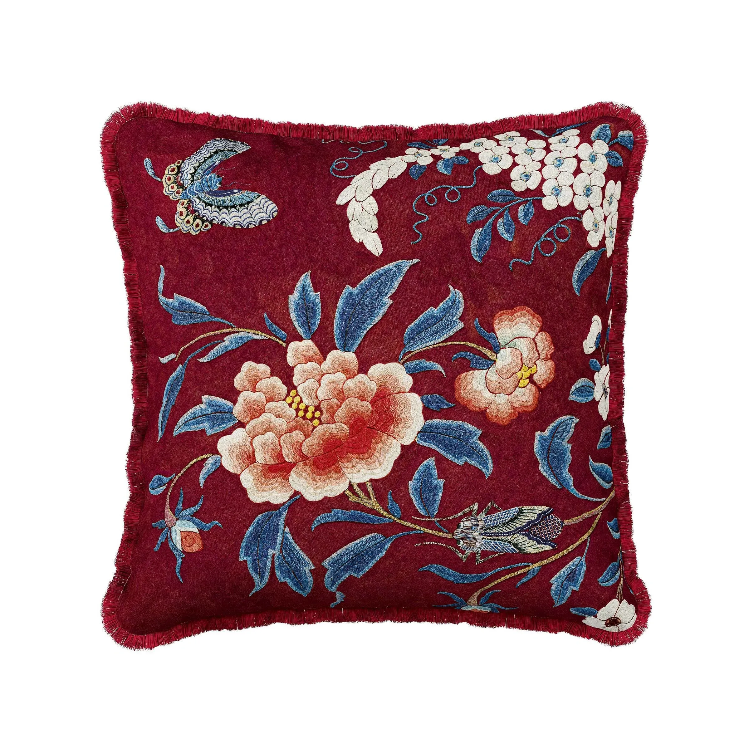 Square Cushion Chinoiserie - Blue/Red