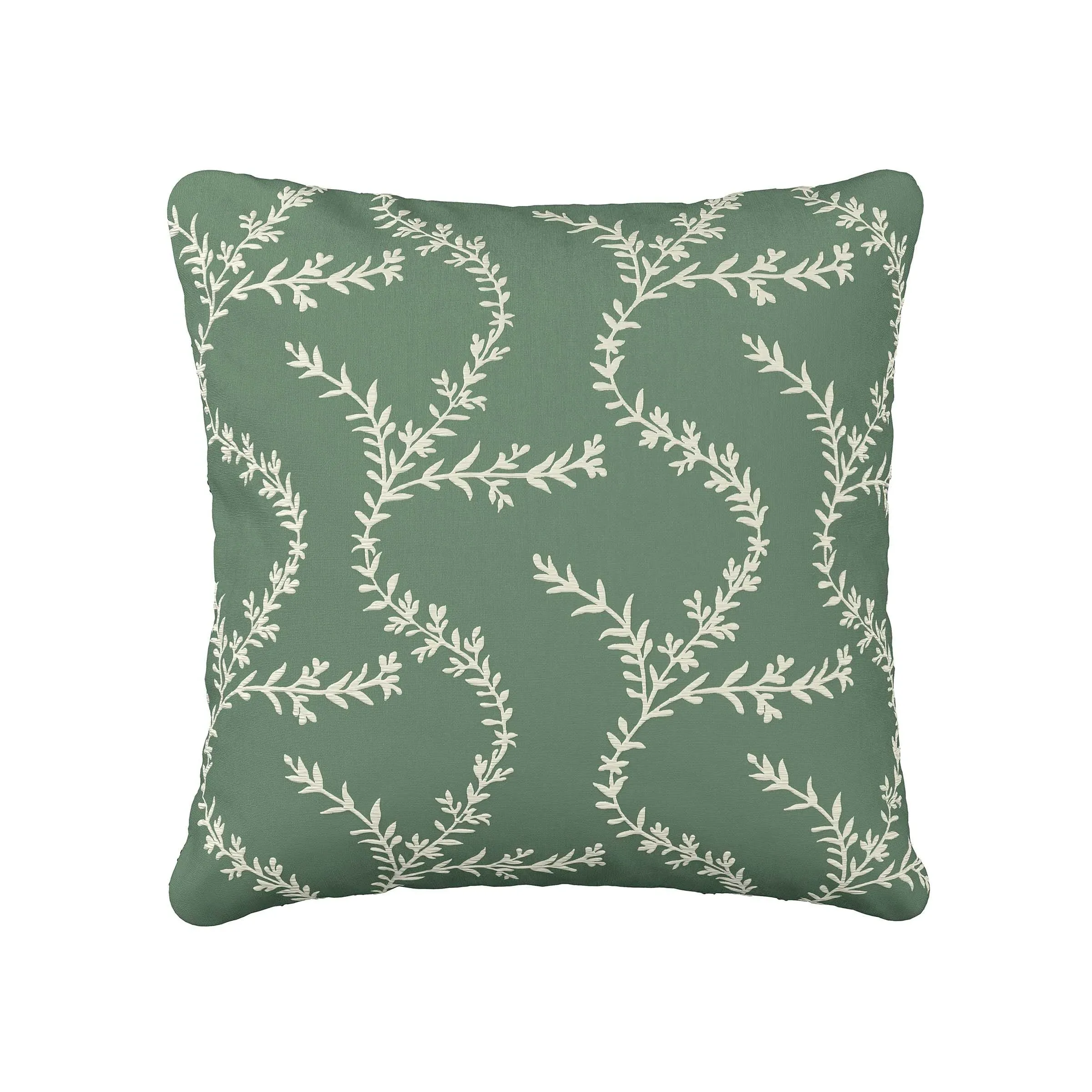 Square Cushion with Chikan Embroidery - Green image