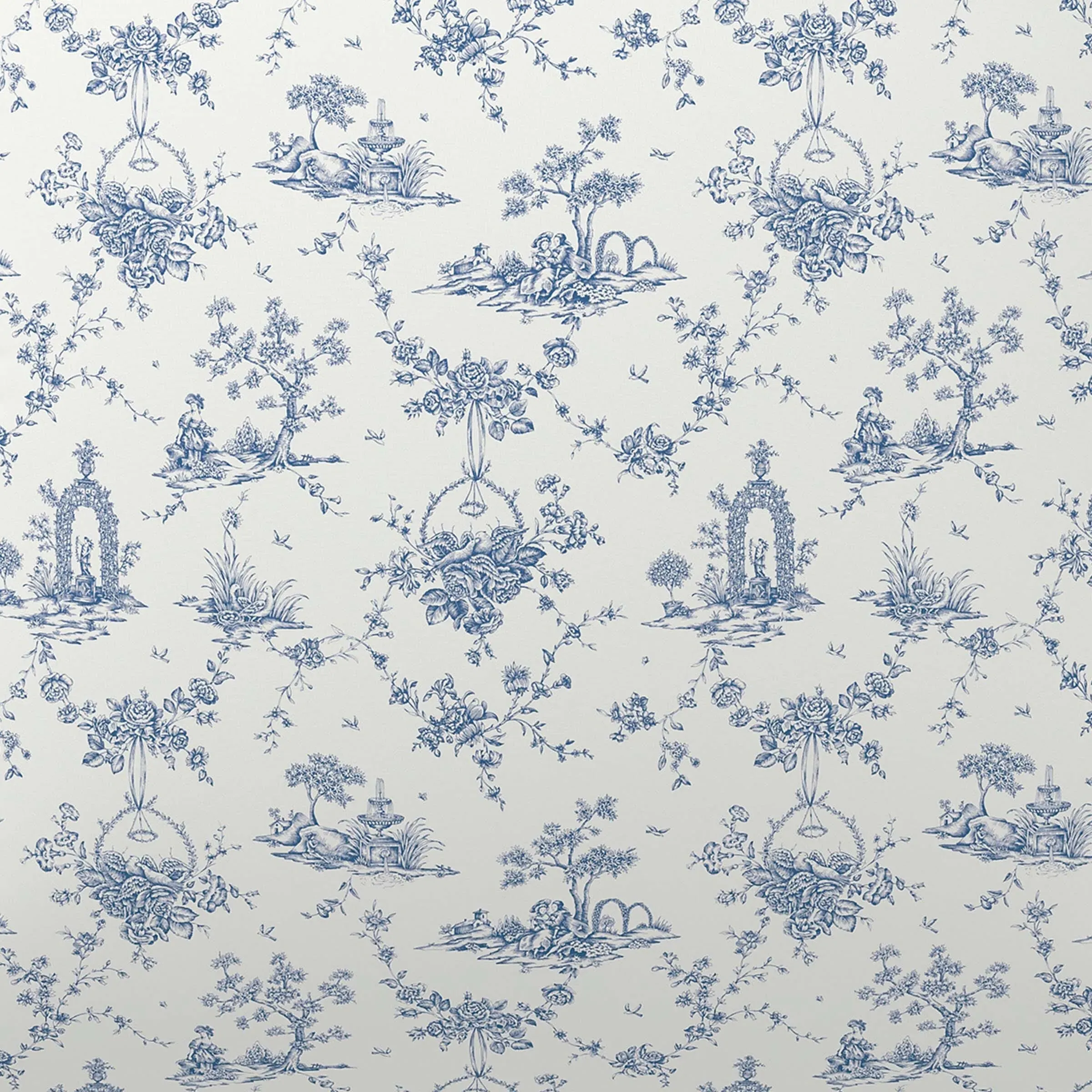 Square Cushion with Garden Print - Blue