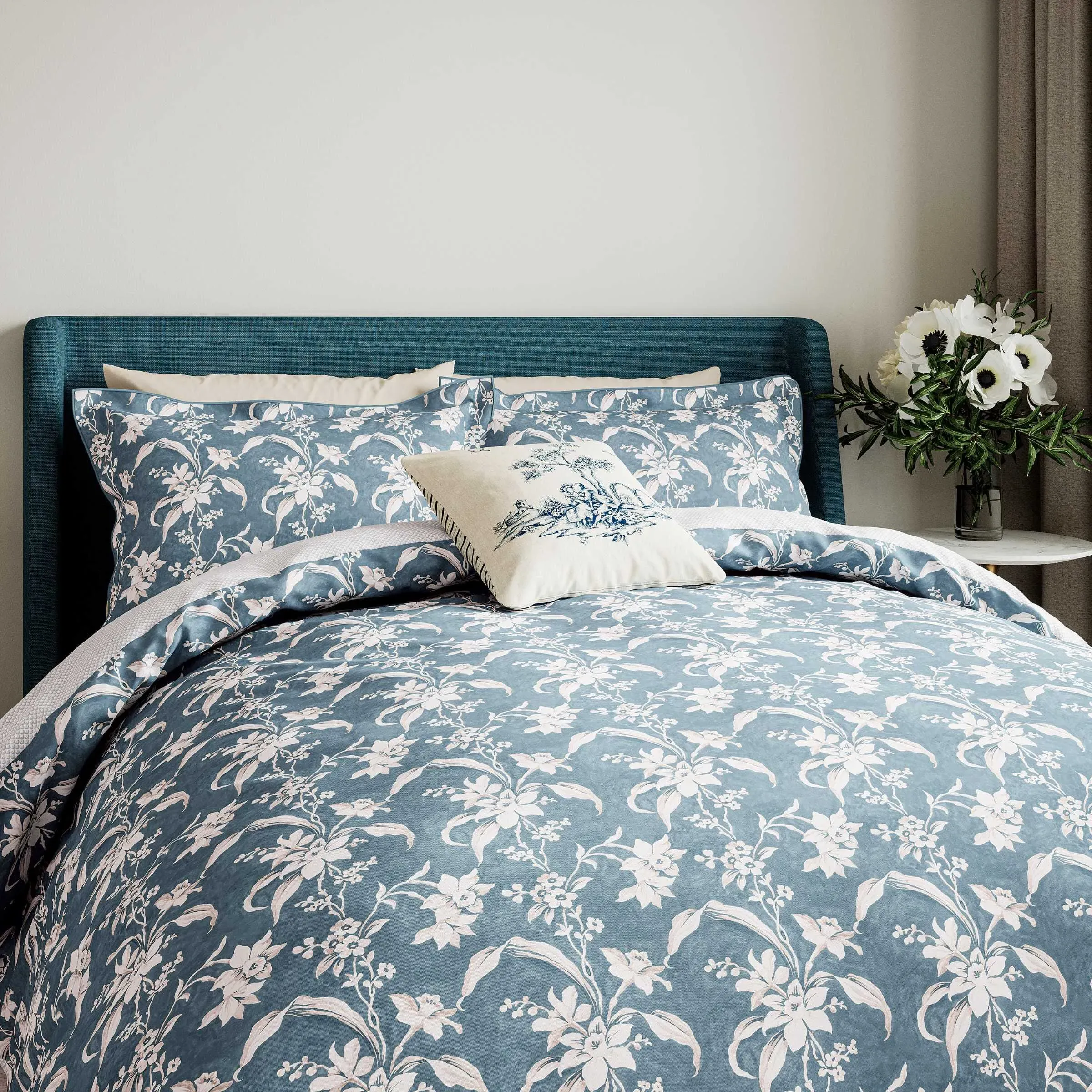 Super King Duvet Cover Set Floral - Blue image