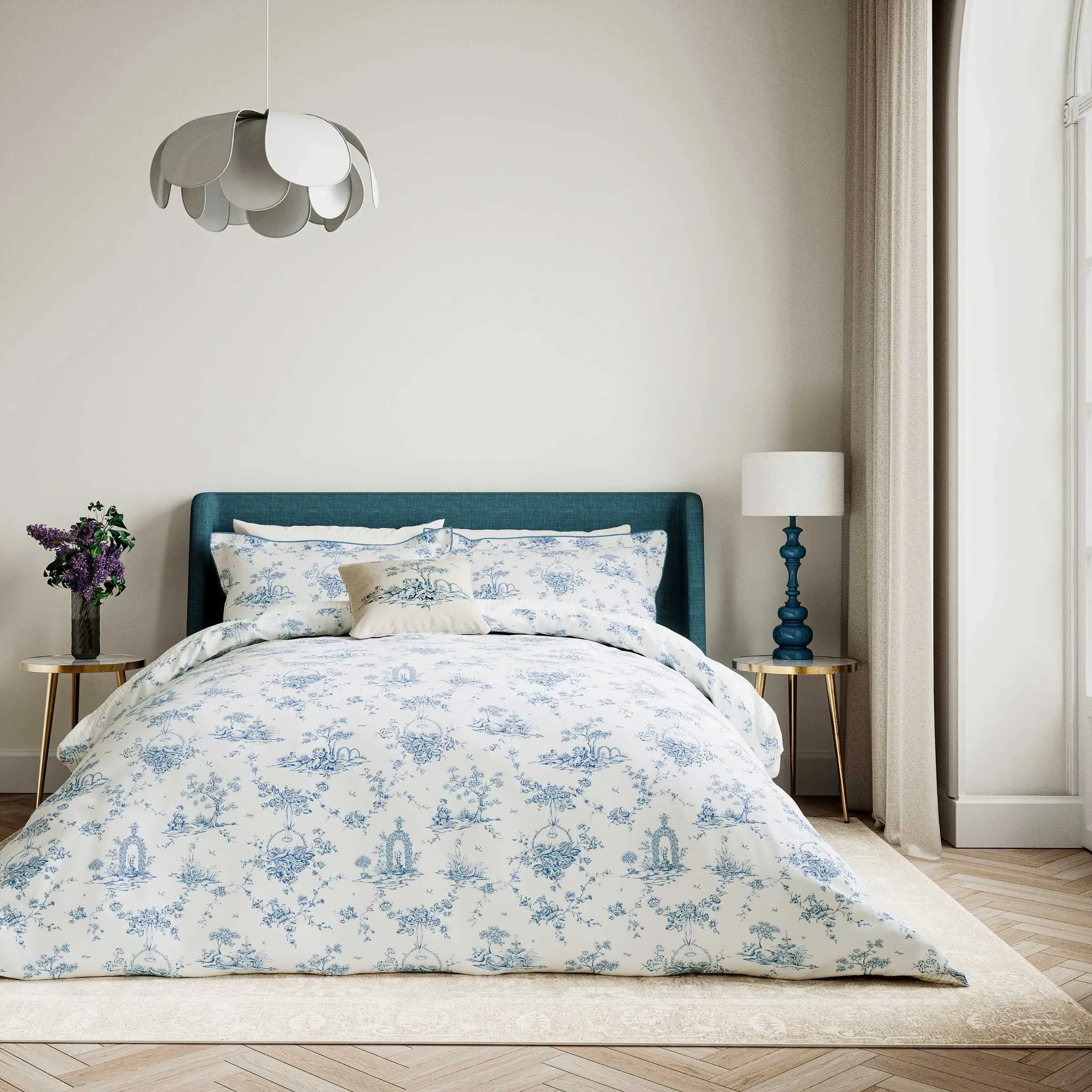 Super King Duvet Cover Set Garden of Love - Blue