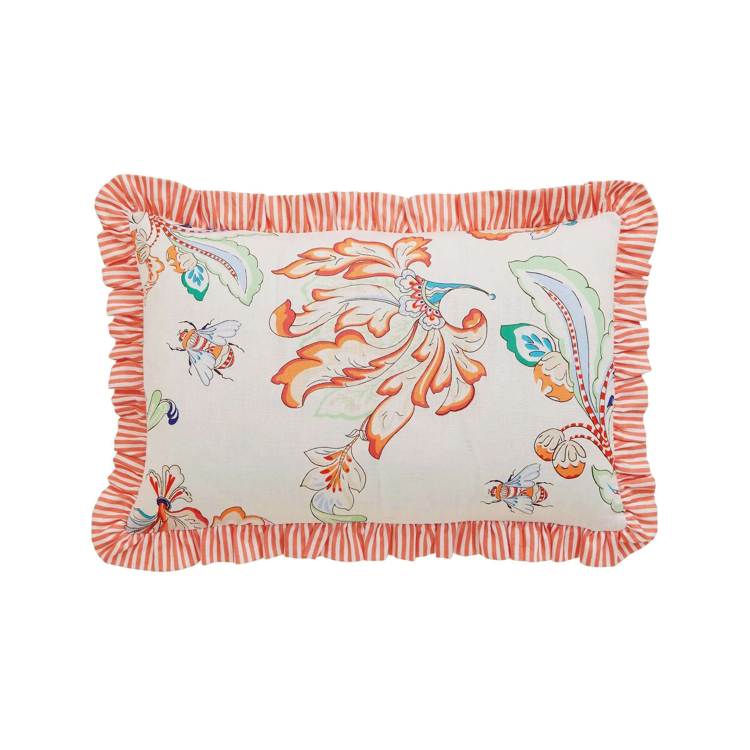 Floral Cushion with Frilled Edge - Multi, Cotton image