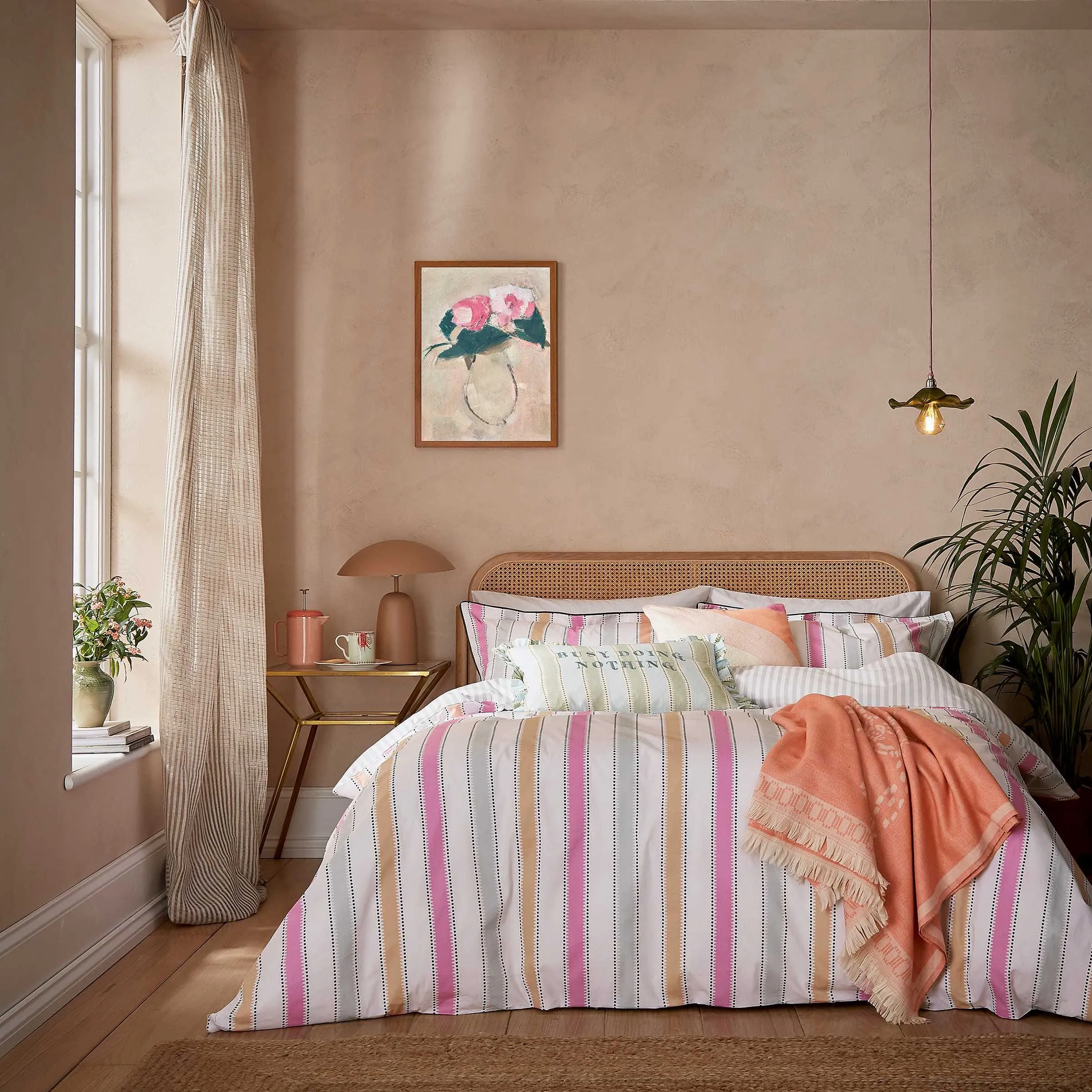 Super King Duvet Cover Set Wobble Stripe - Multi, Cotton