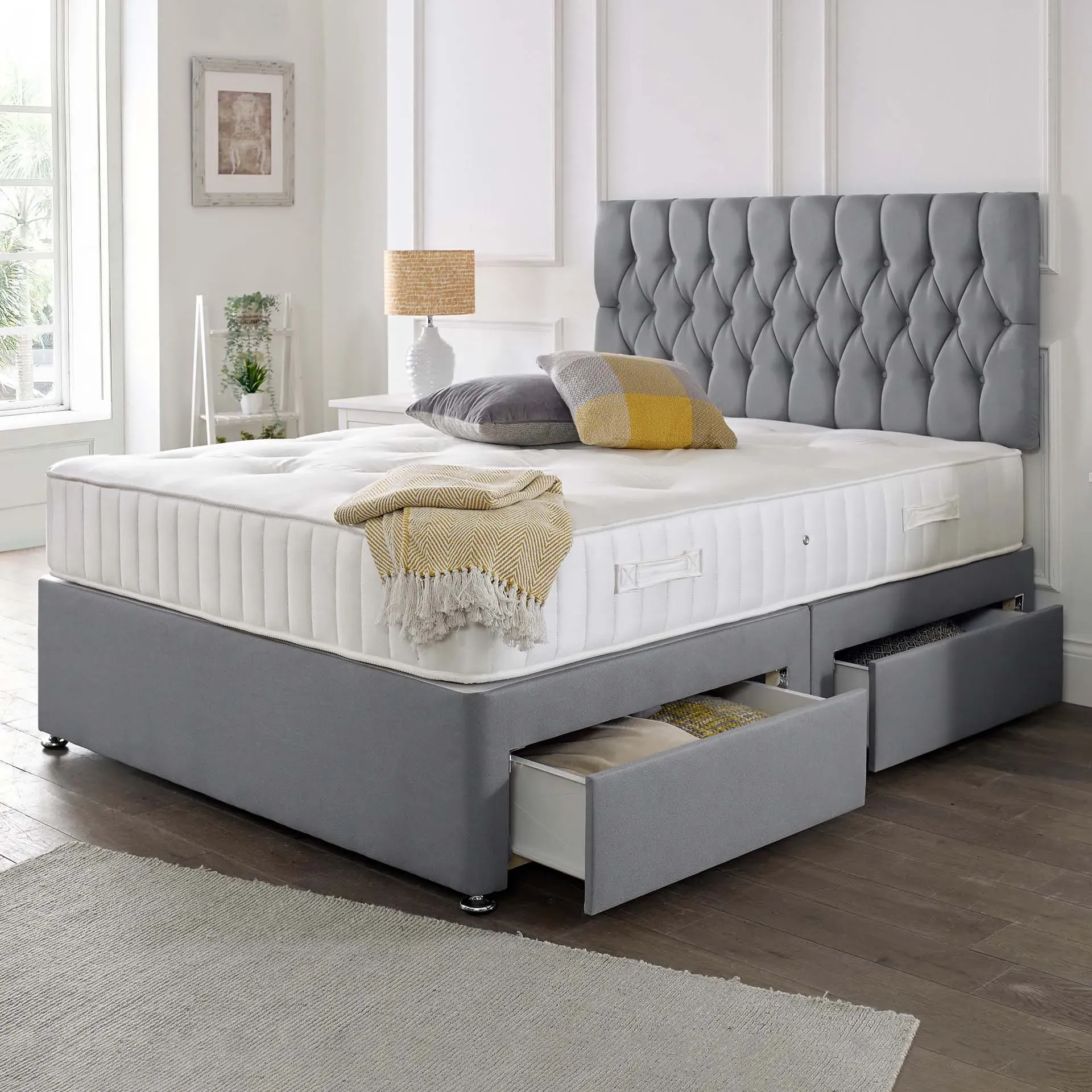 Upholstered Divan Set with Headboard - Storage product