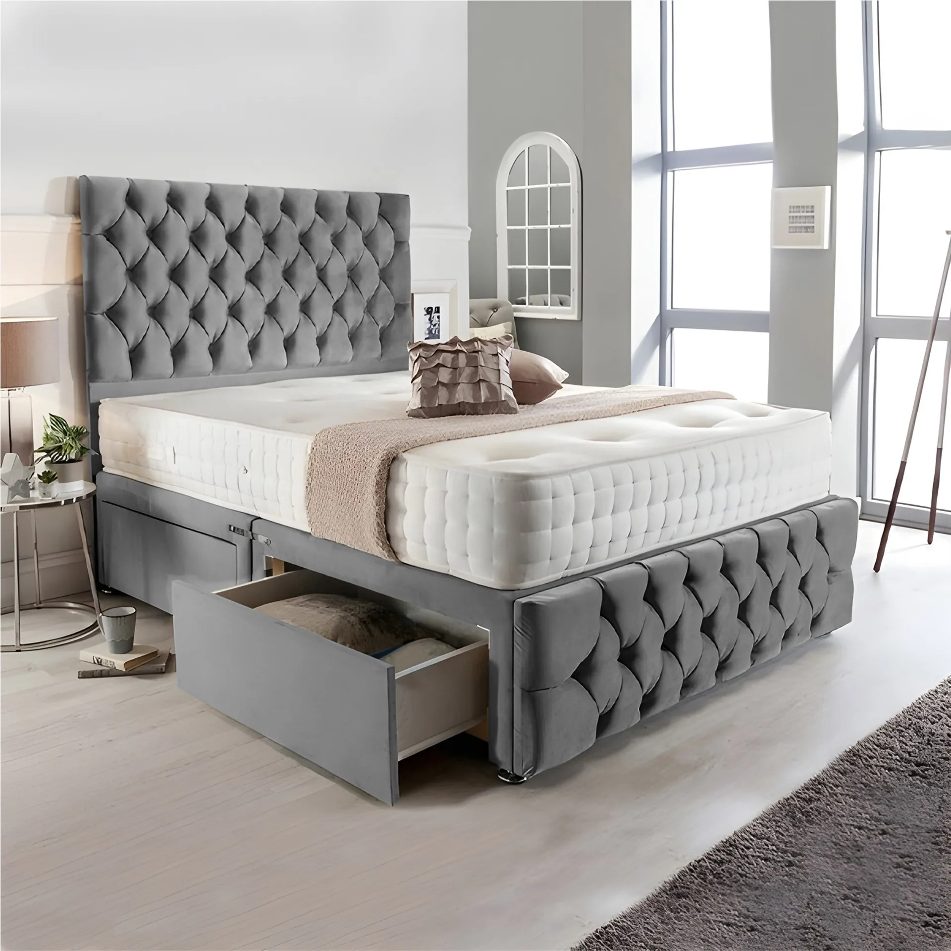 Divan Set with Headboard & Footboard - Tufted product