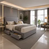 Classic Divan Set with Headboard - Upholstered alternate view