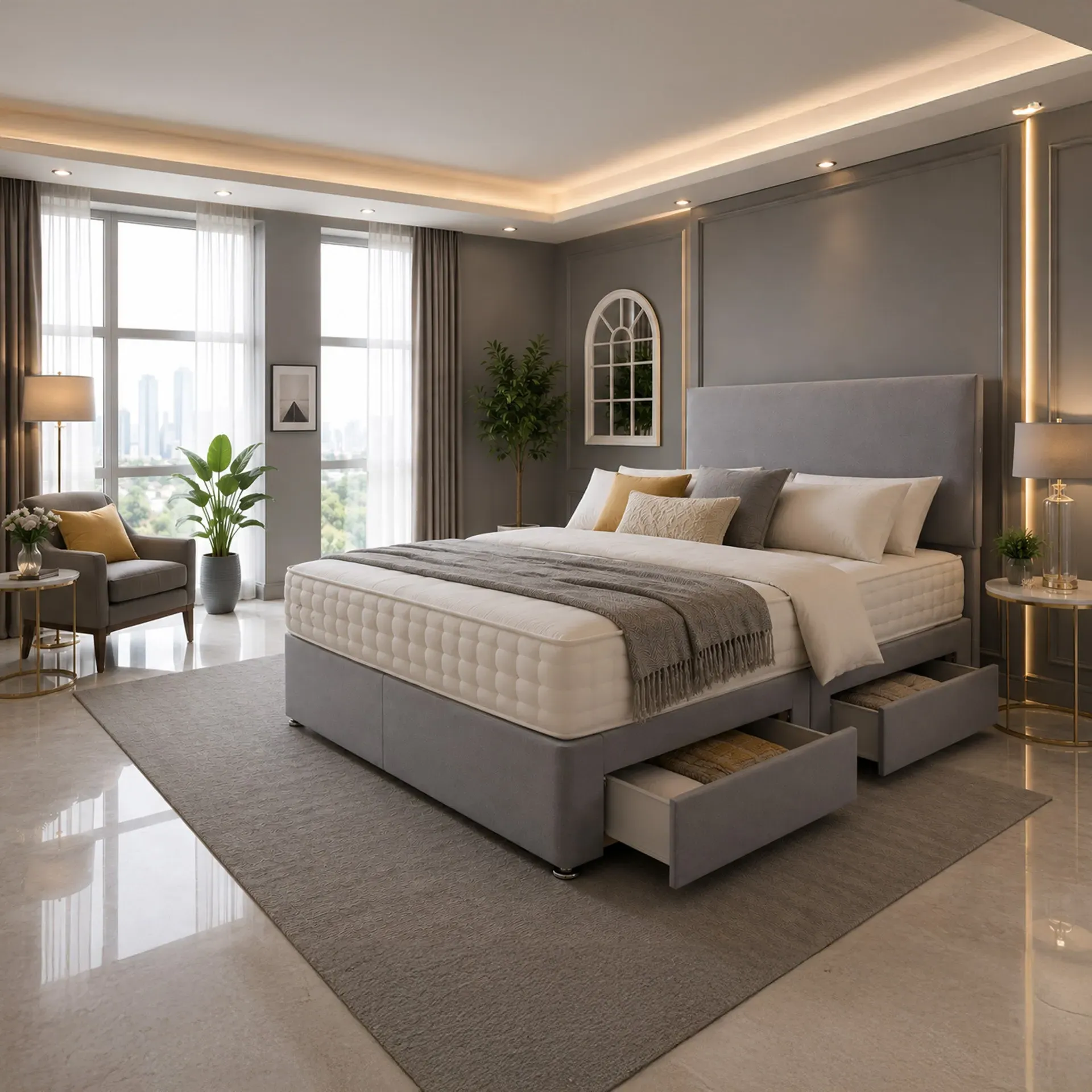 Classic Divan Set with Headboard - Upholstered product