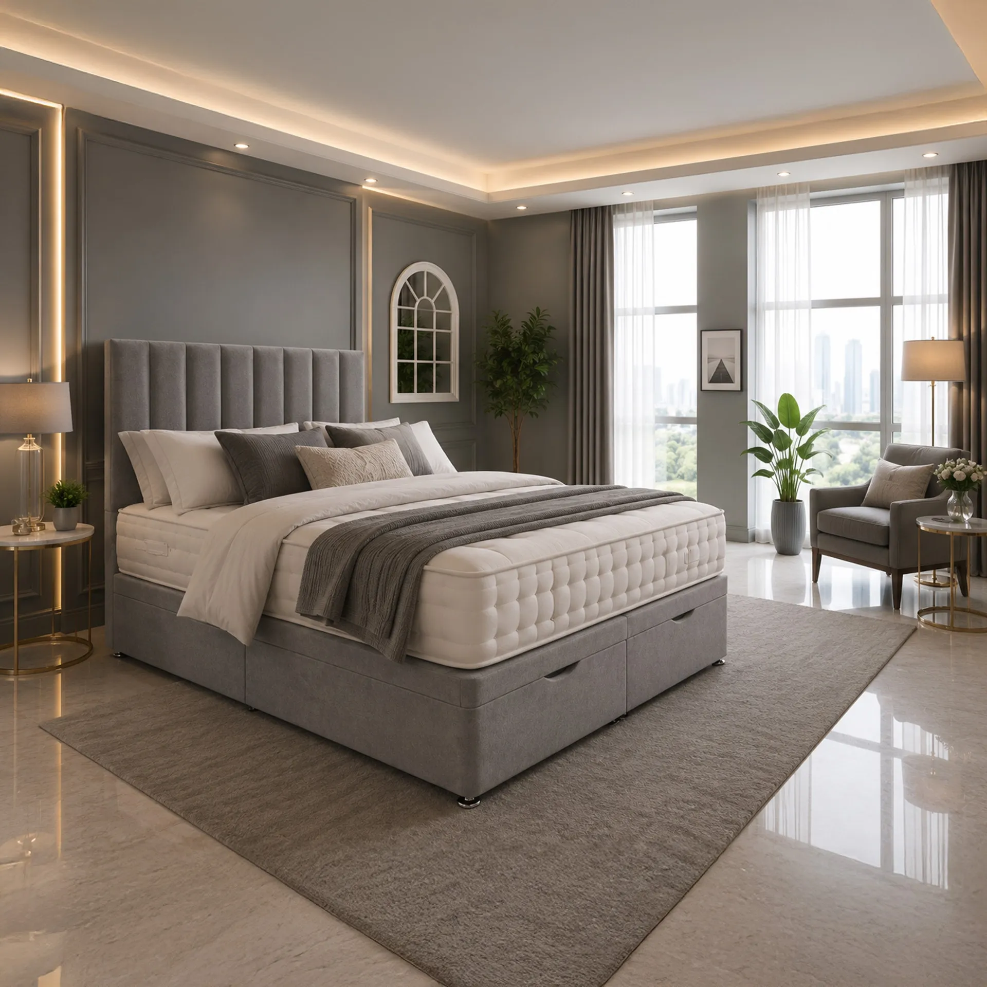 Ottoman Storage Divan Bed with End Lift - Fabric product