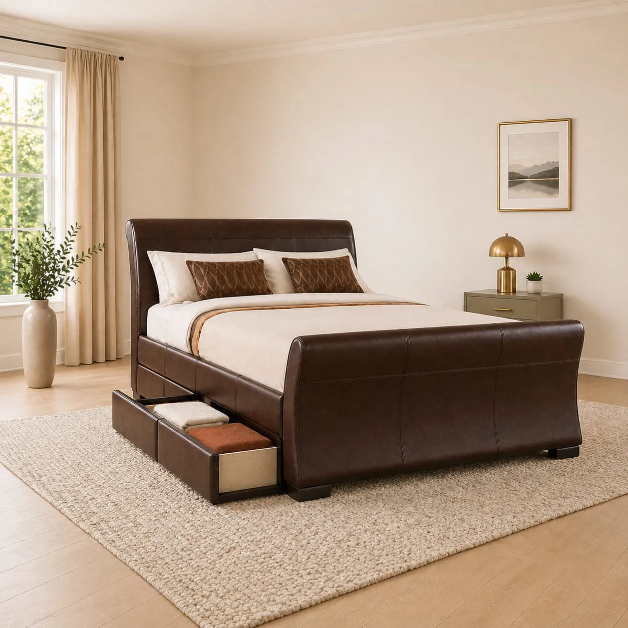 4-Drawer Storage Bed with Curved Headboard product