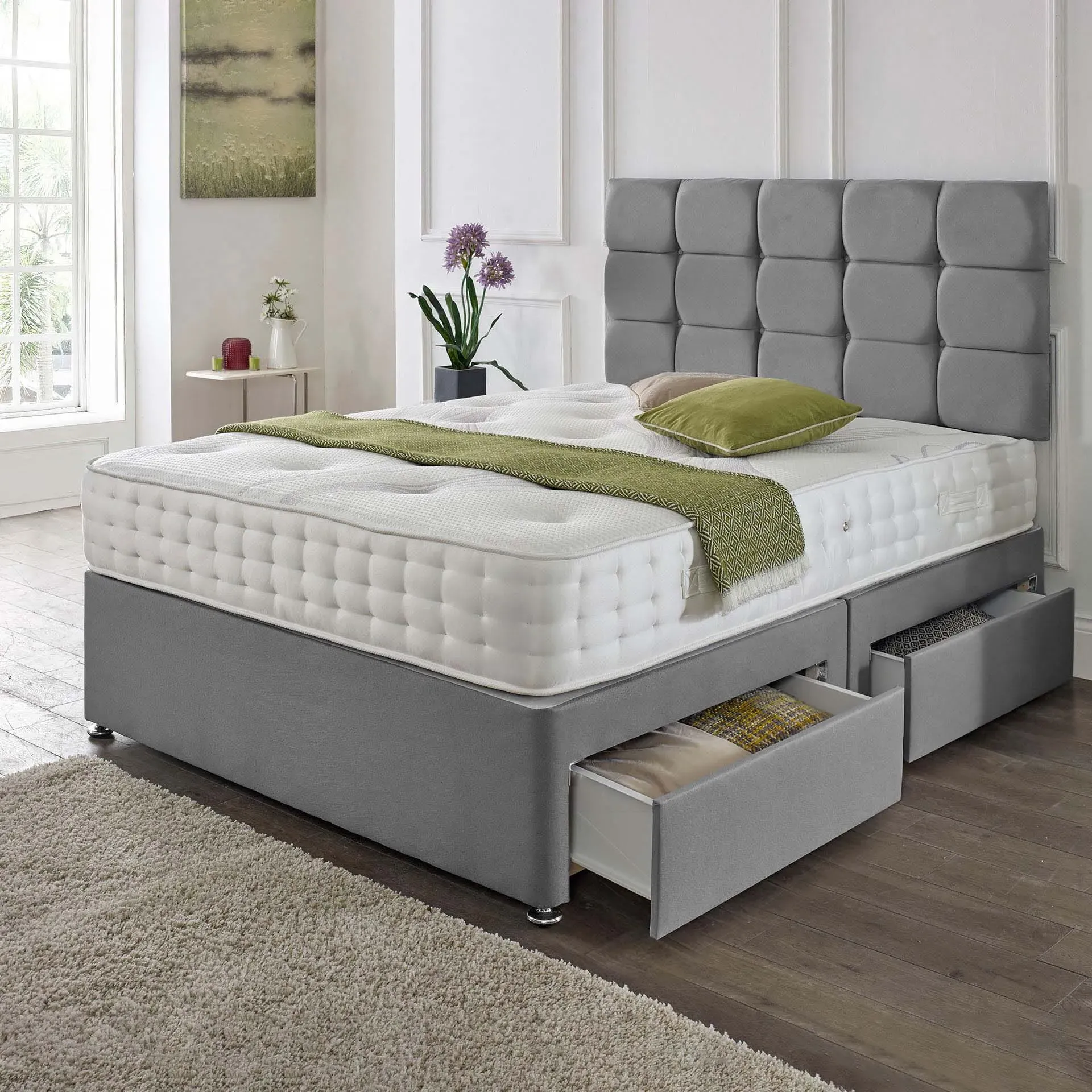 Upholstered Divan Set with Headboard - Storage product