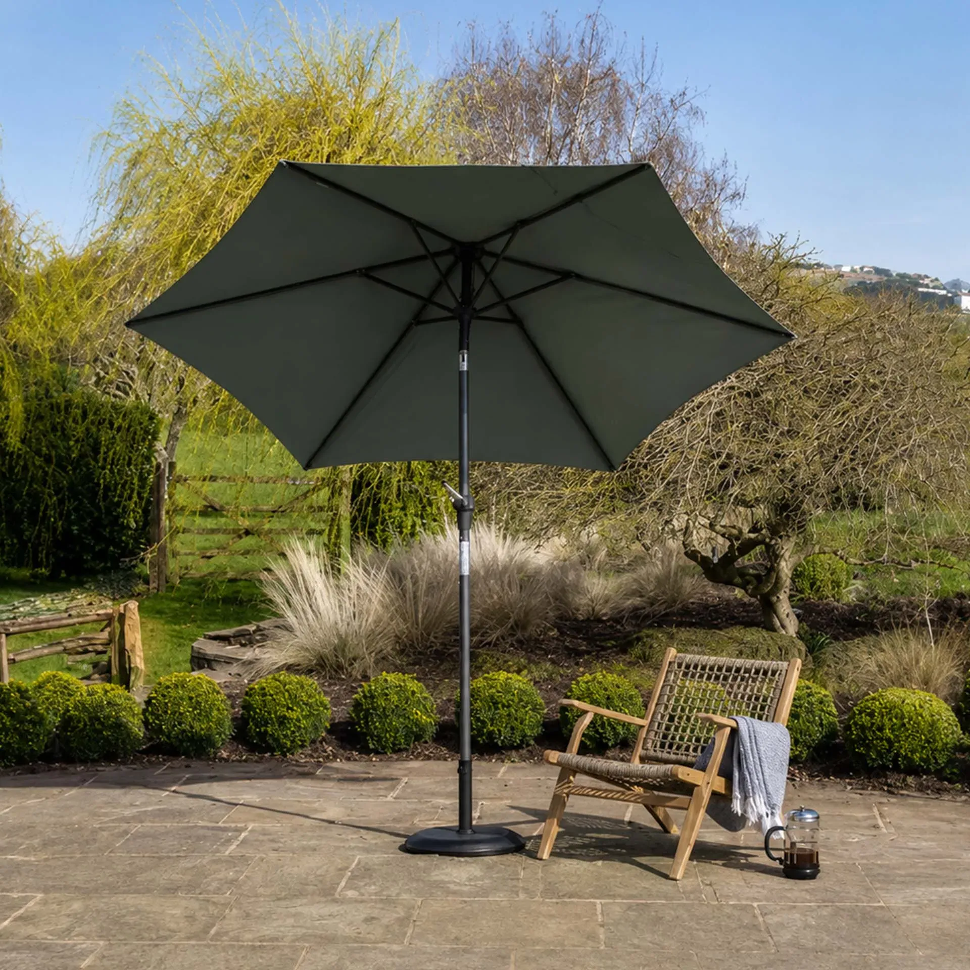 3m Table Parasol with Tilt - Olive, Polyester product