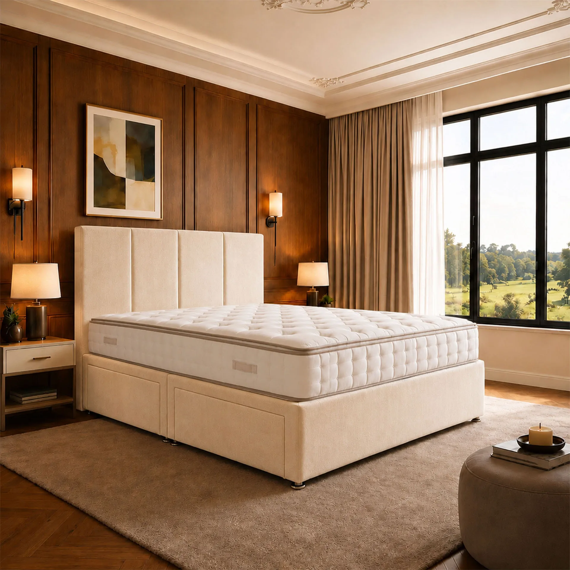 Upholstered Divan Set with Headboard - Storage product
