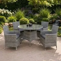 Aria Round Garden Dining Set 5-Piece - Rattan alternate view
