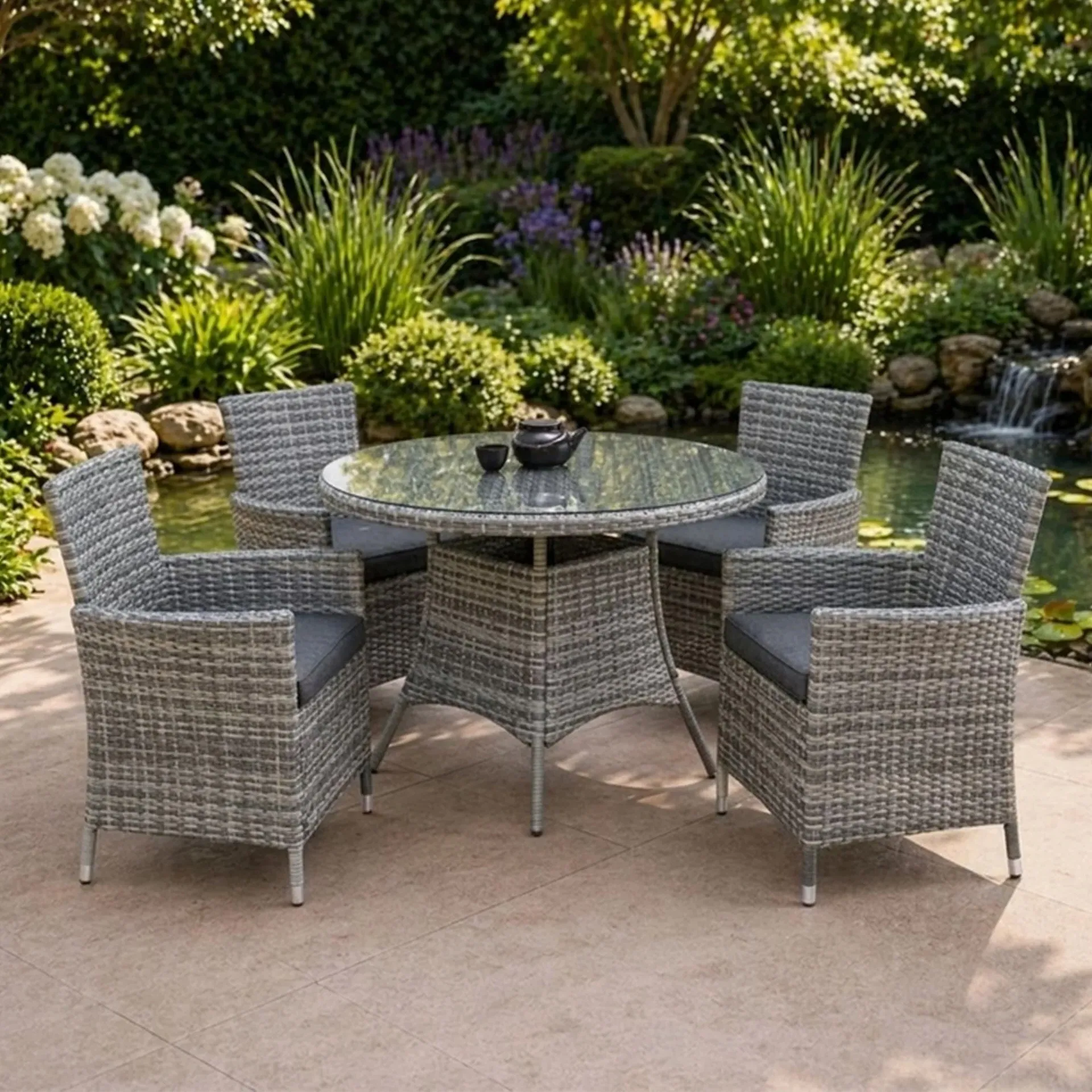 Aria Round Garden Dining Set 5-Piece - Rattan product