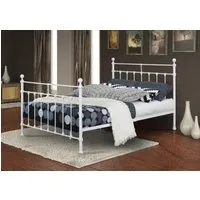 Ava Bed Frame with Sprung Slats - Stone White, Metal alternate view