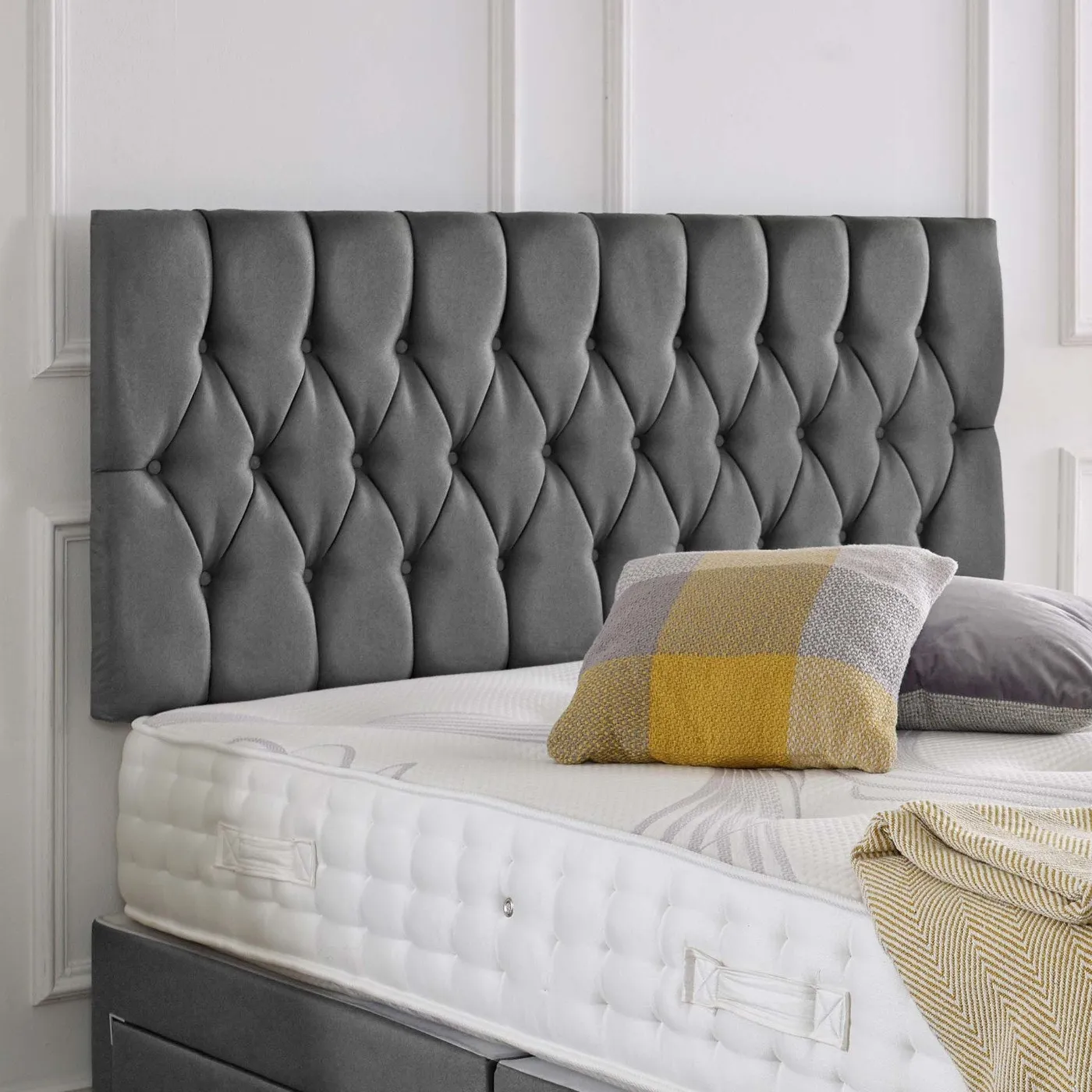 Beirut Divan Headboard - Hand Pleated, Upholstered product