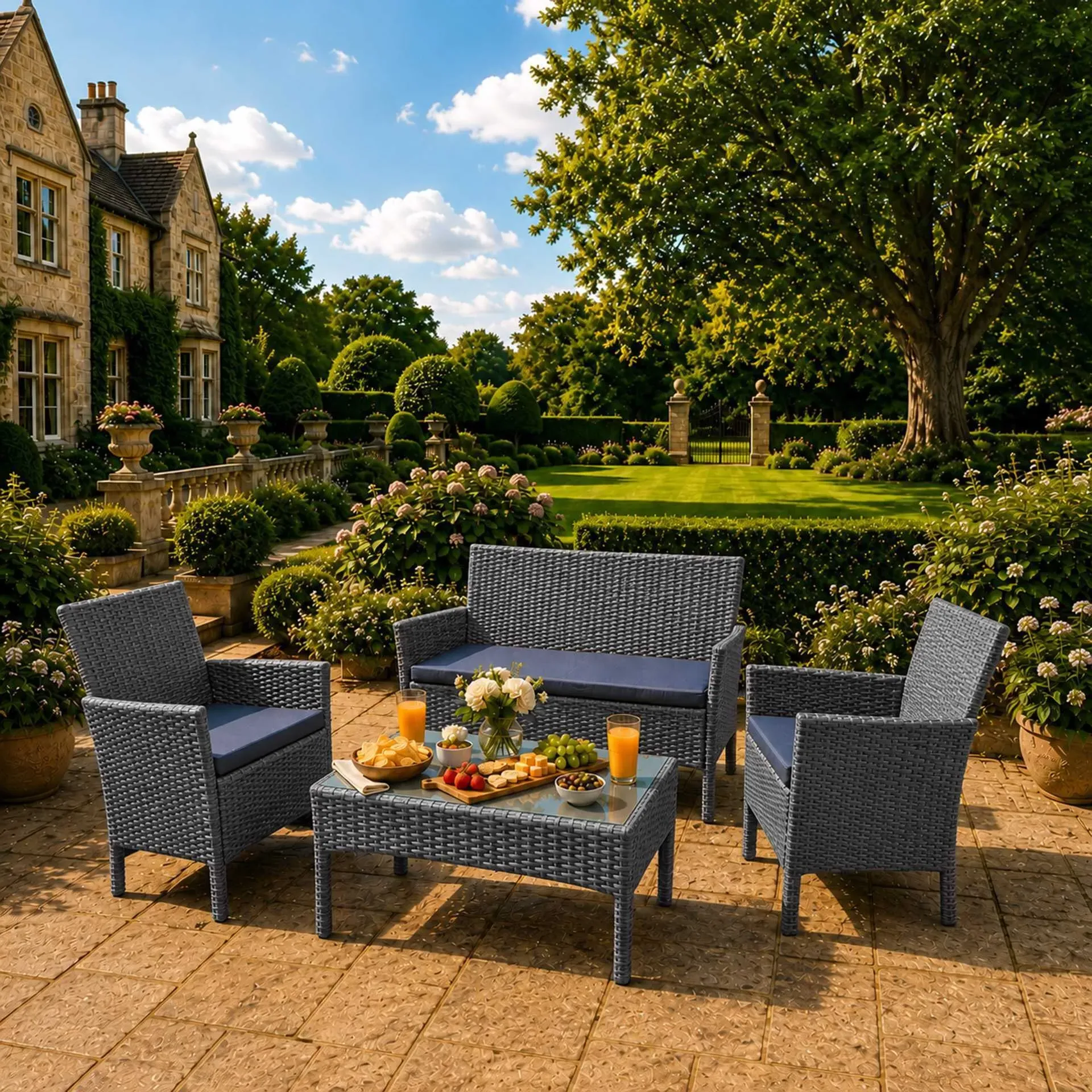 Cleo 4-Piece Garden Furniture Set - Rattan product