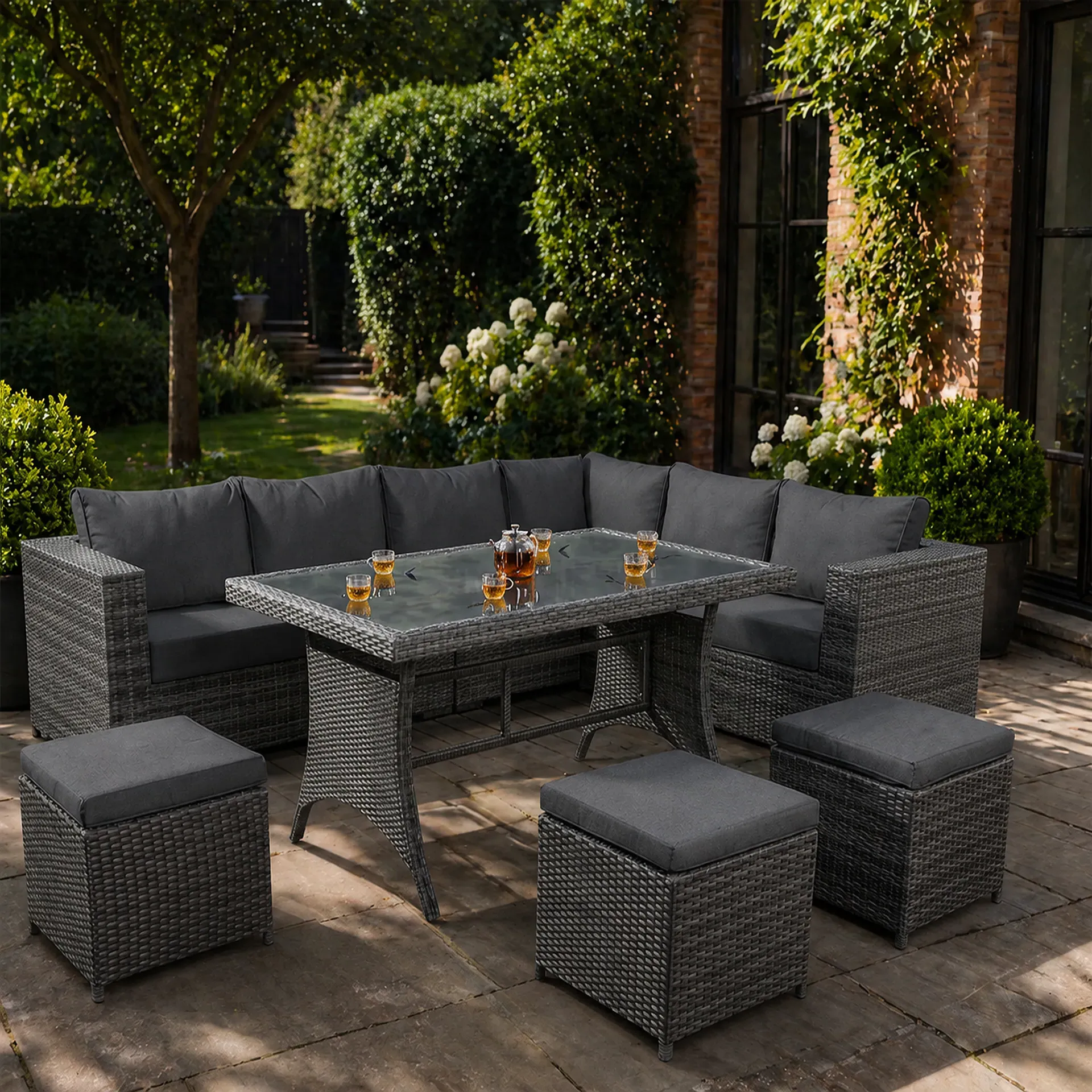 Eden 8-Seater Corner Garden Lounge Set with 3 Stools product