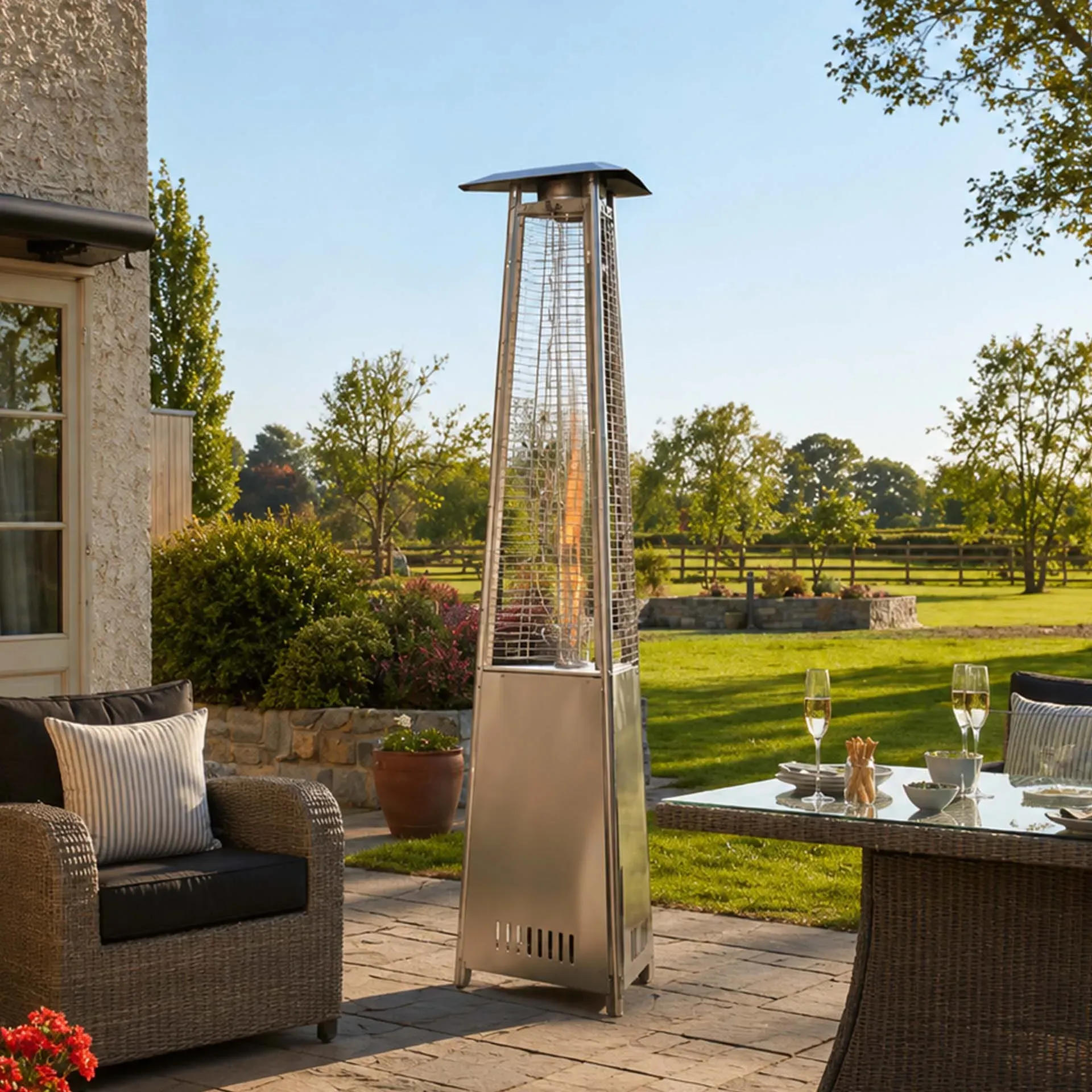 Gas Pyramid Patio Heater - Polished Steel product