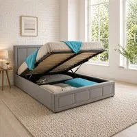 Gia Ottoman Storage Bed - Grey, Damask Cotton alternate view