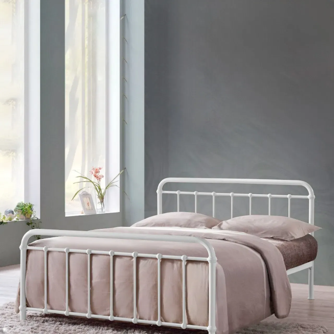Jessica Bed Frame - White, Metal product