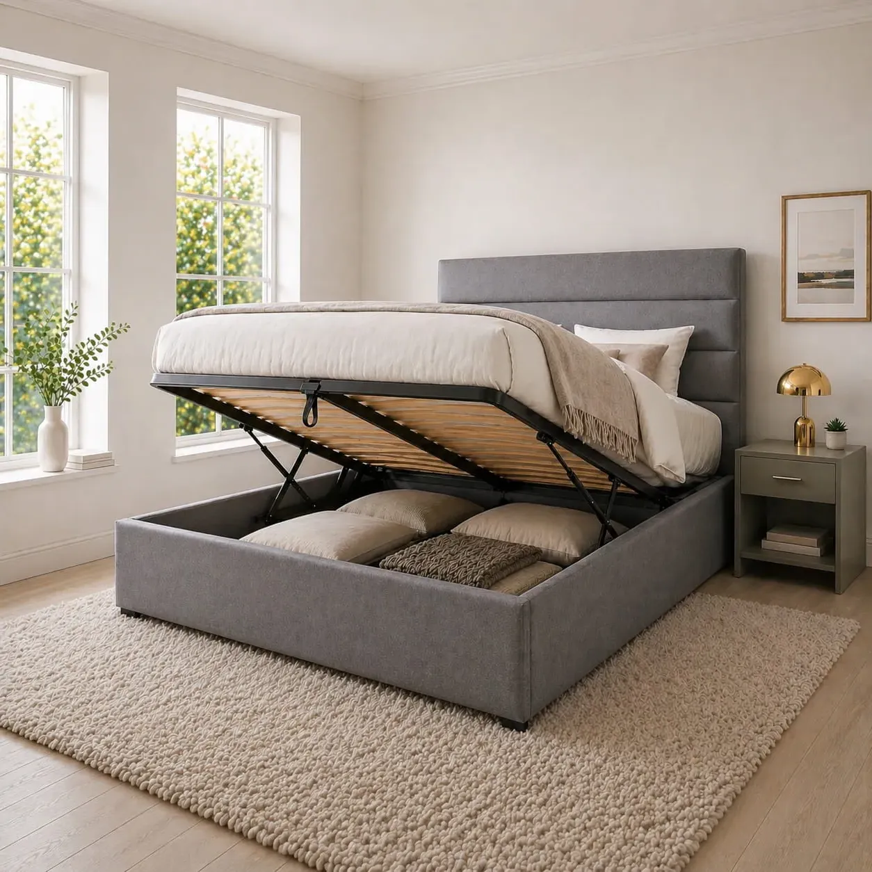 Solara Ottoman Storage Bed with Gas Lift - Velvet product