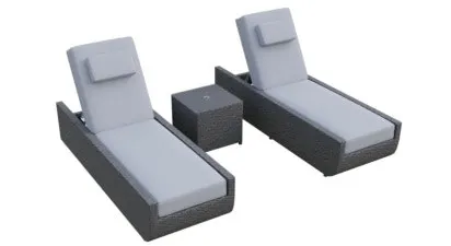 Vida Sunlounger Set with Side Table - Grey product