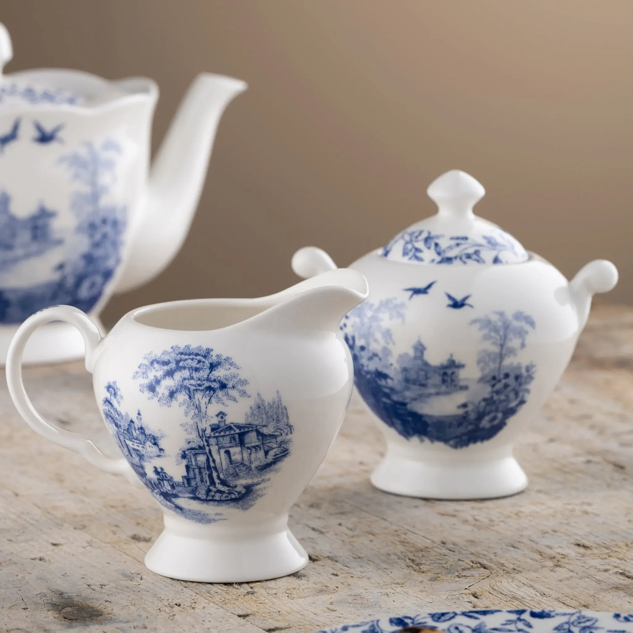 Archive Blue Cream & Sugar Set - Fine China