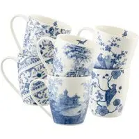 Archive Blue Mugs Set of 6 - Blue, Fine China