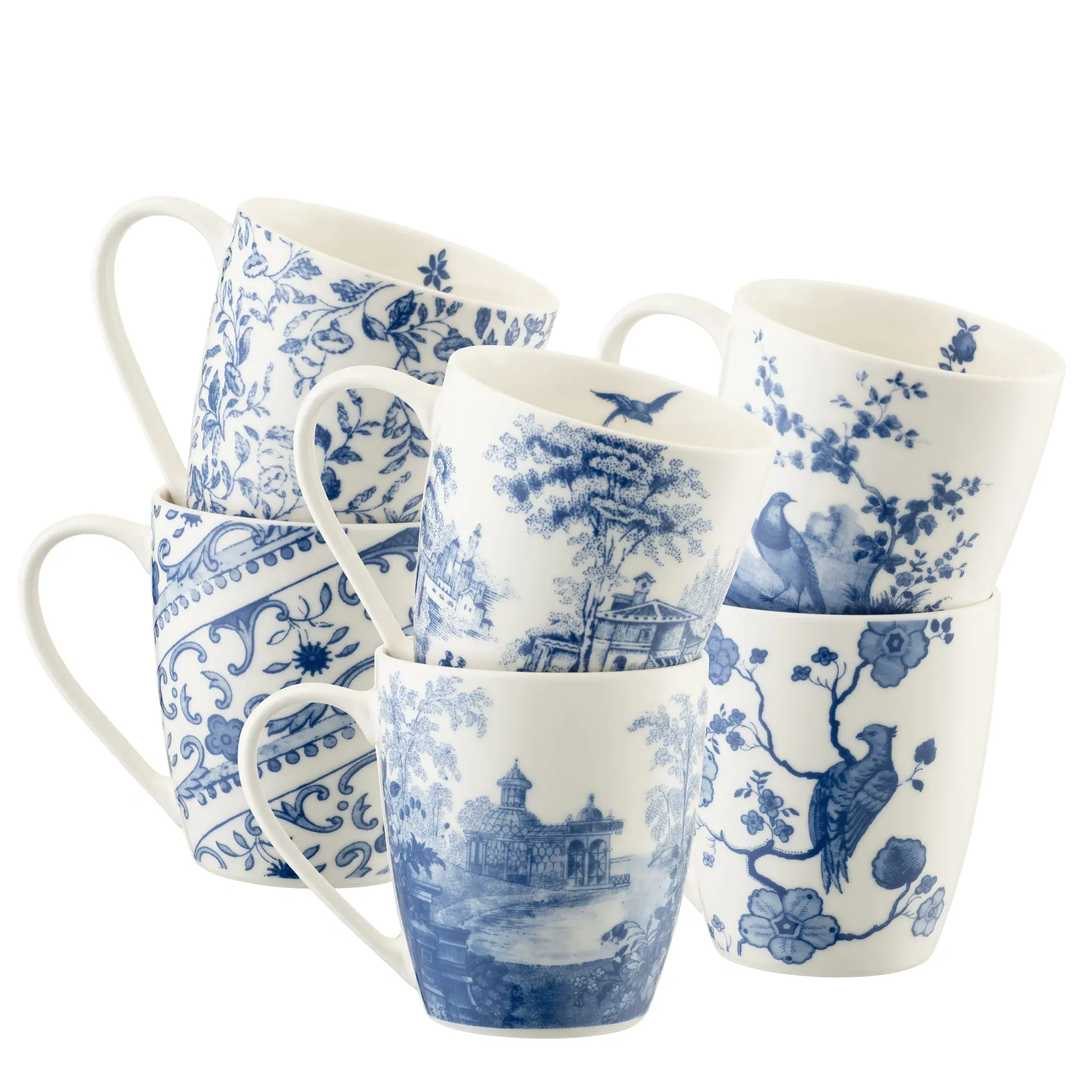 Archive Blue Mugs Set of 6 - Blue, Fine China image