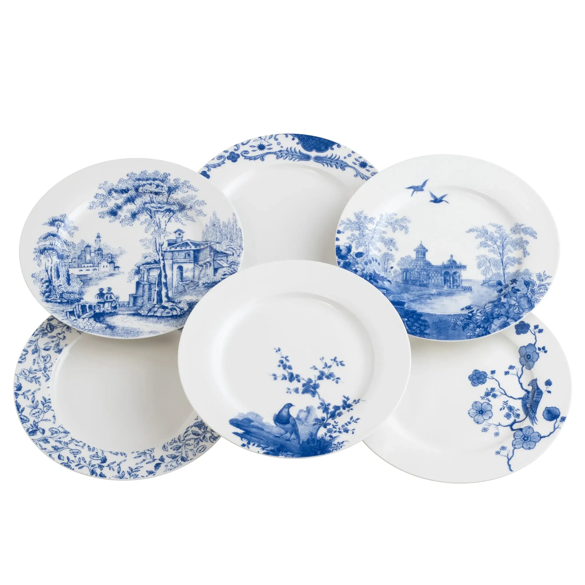Archive Blue Teaplates Set of 6 - Blue, Fine China