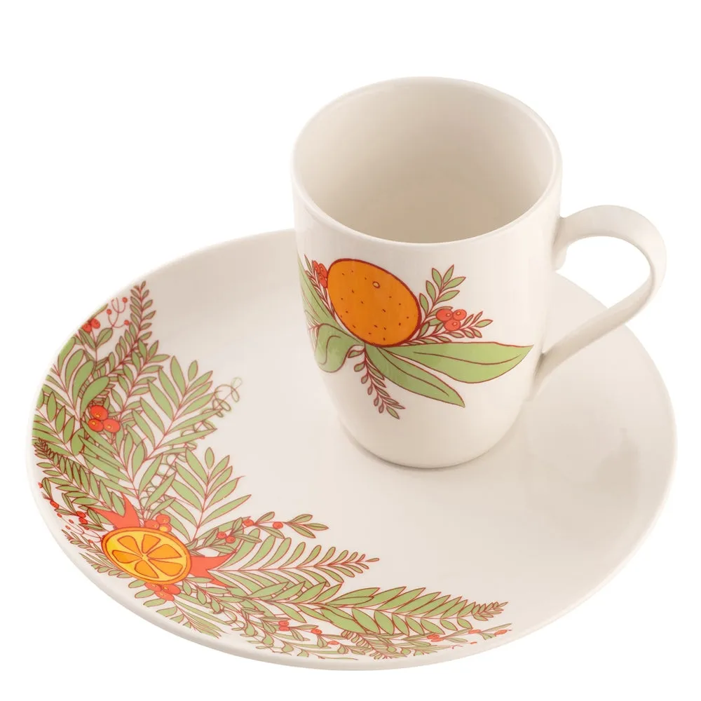 Christmas Wreath Fine China Mug and Tray Set product