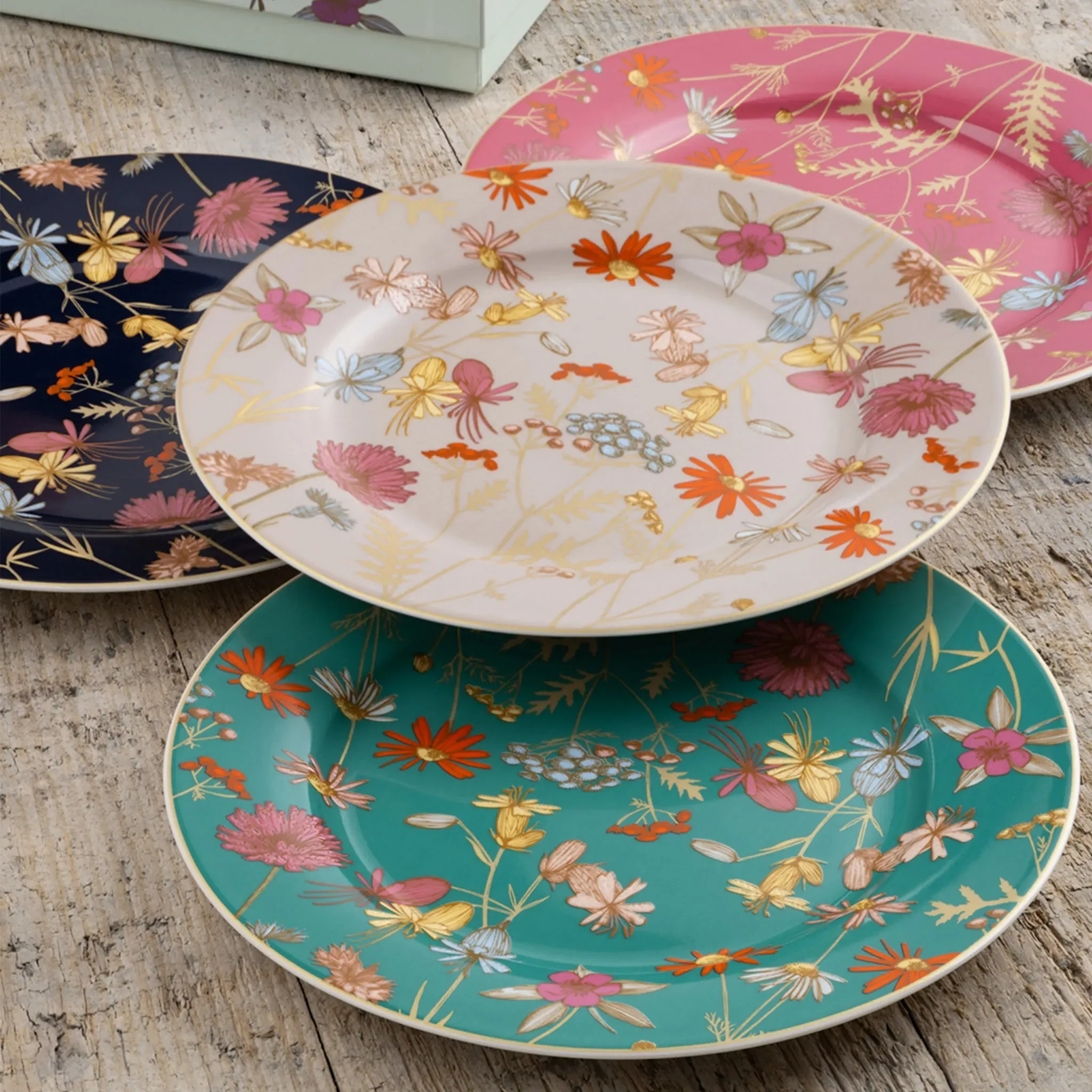 Golden Meadow Tea Plates Set of 4 - Floral