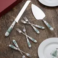 Little Robin Christmas Tree Pastry Set - Fine China