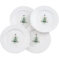 Little Robin Christmas Tree Tea Plates Set of 4