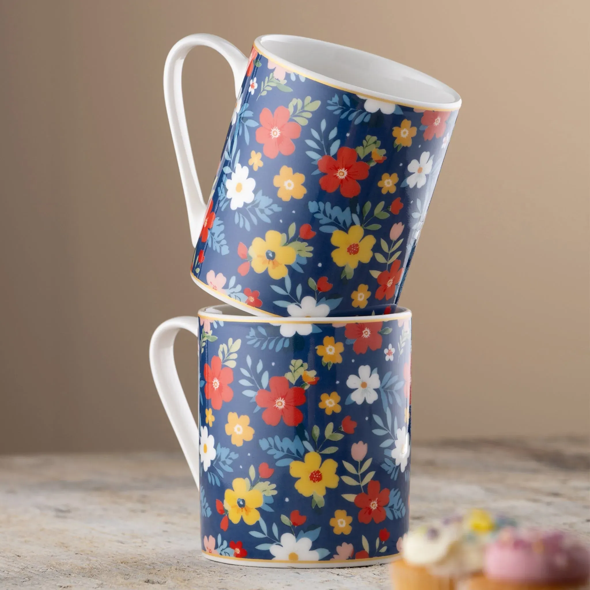 Midnight Garden Mugs Pair - Fine China