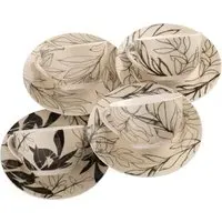 Minimal Flora Tea Cups & Saucers Set of 4 - Black, Fine China