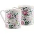 Pink Peony Mugs Pair - Fine China