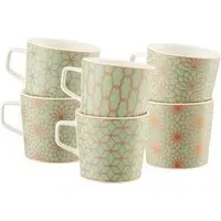 Sage & Copper Mugs Set of 6 - Fine China