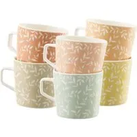 White Willow Mugs Set of 6 - Fine China