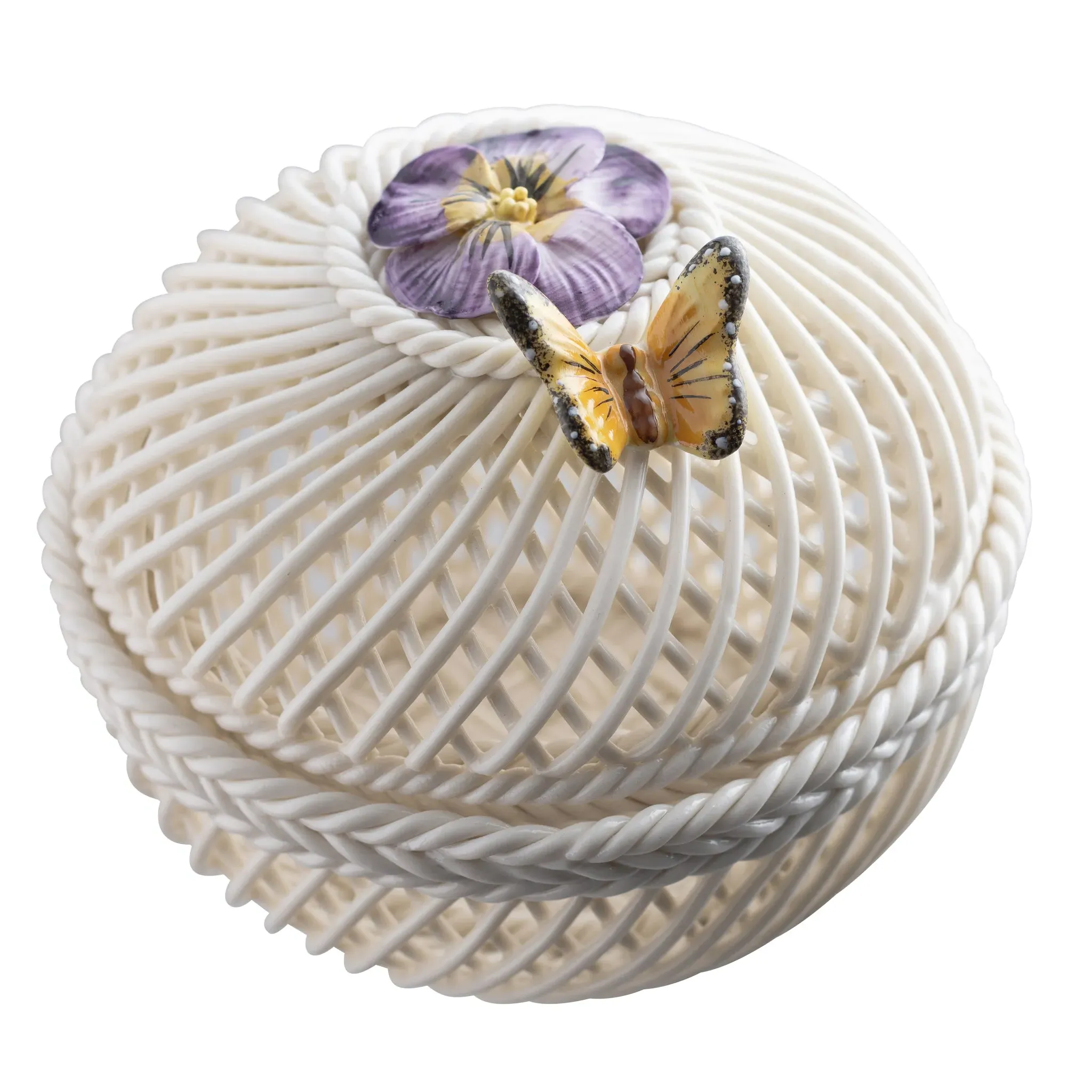 Belleek Classic Flowers of the Month February Trinket Basket - Viola, Porcelain product