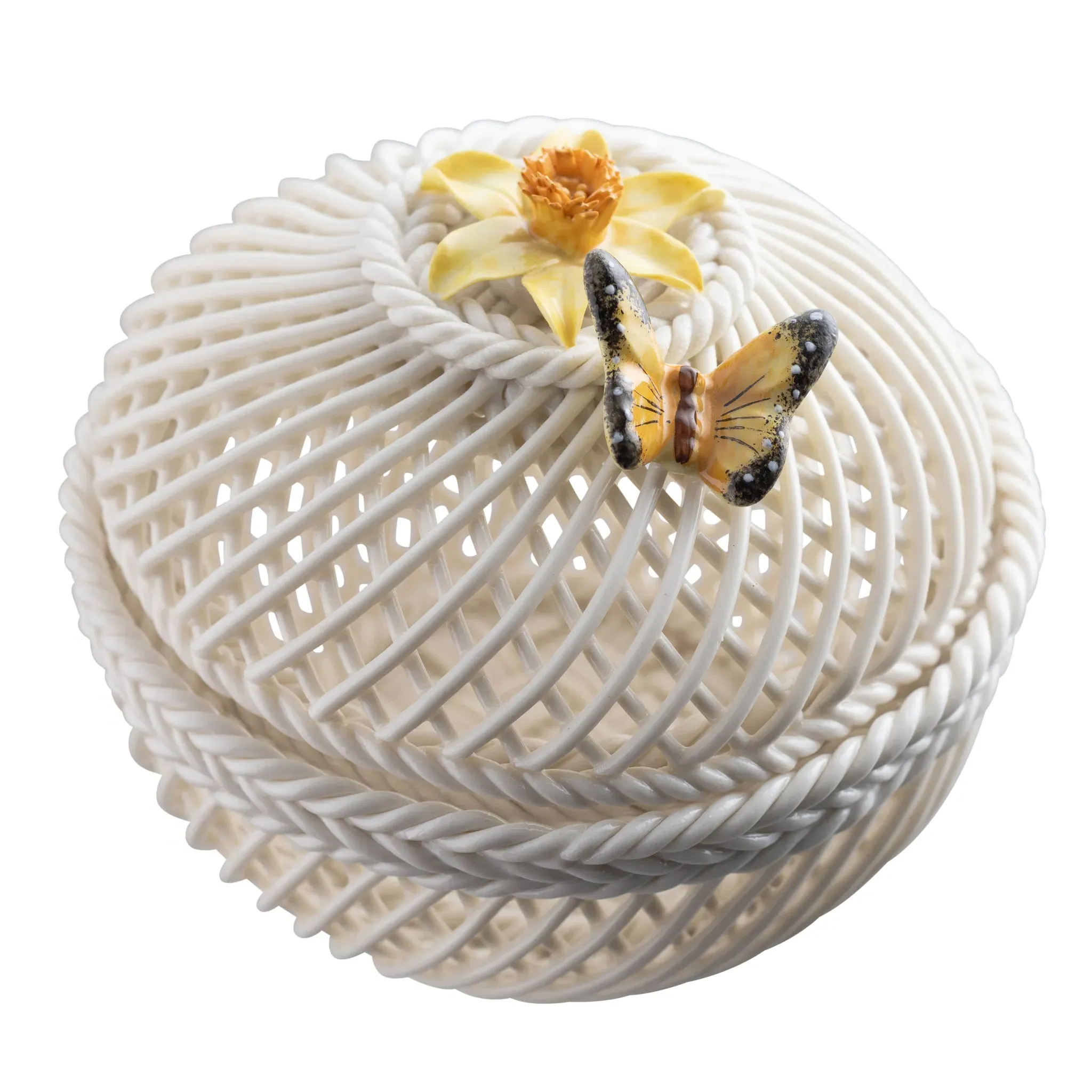 Belleek Classic Flowers of the Month March Trinket Basket - Daffodil, Porcelain product