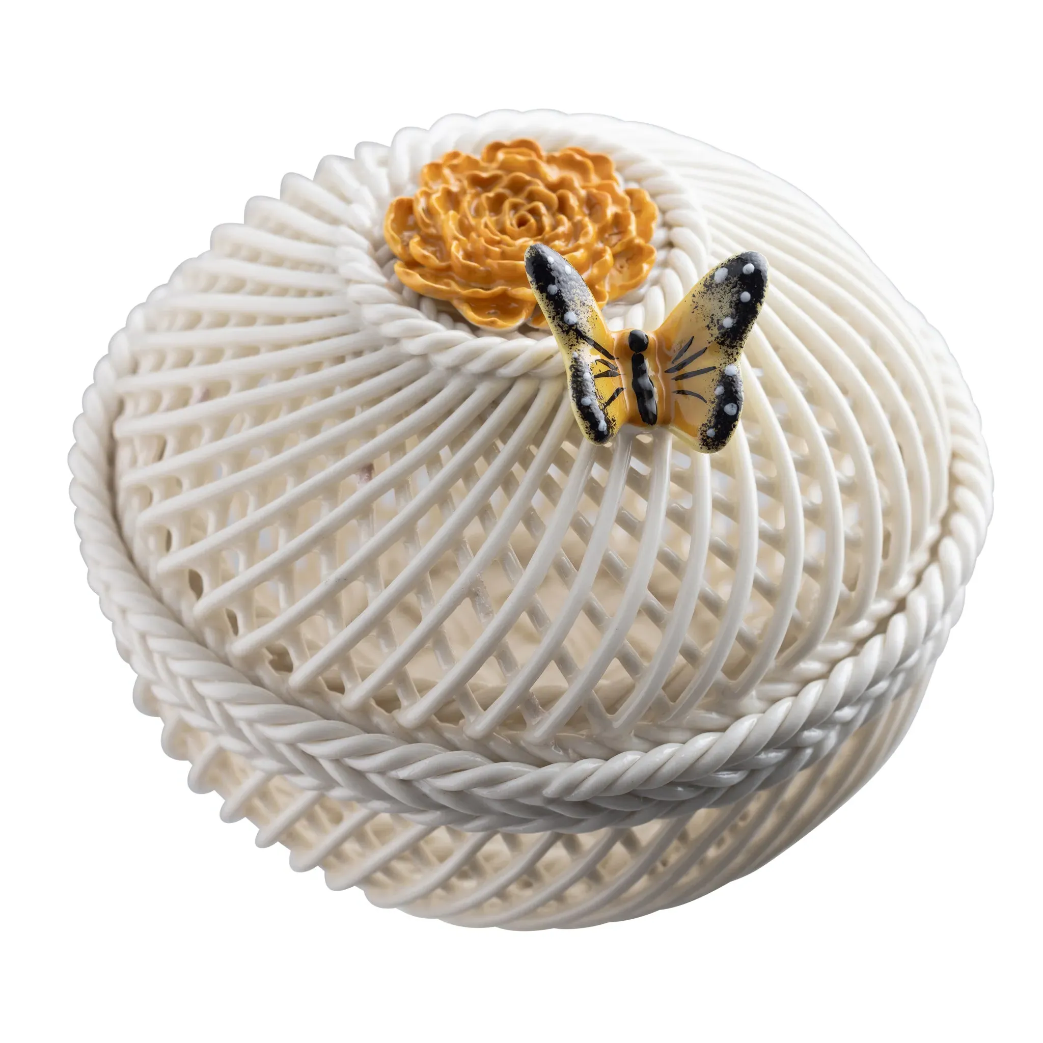 Belleek Classic October Marigold Covered Basket - Porcelain product